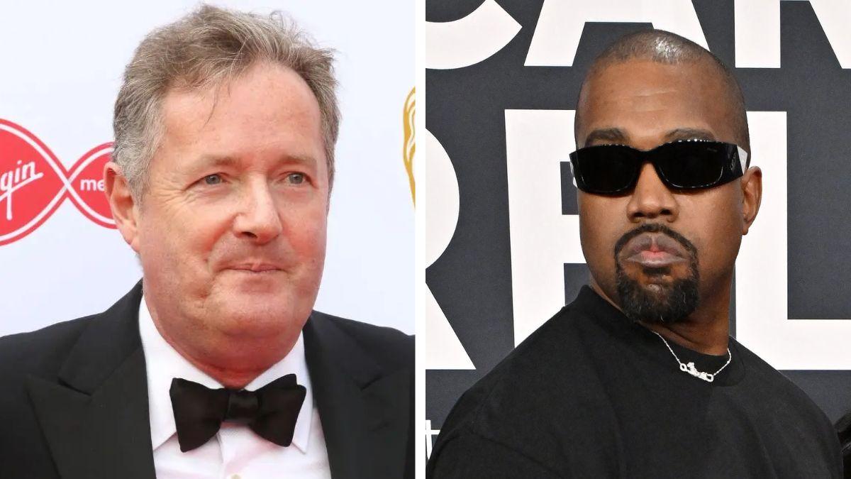 split photo of piers morgan and kanye west