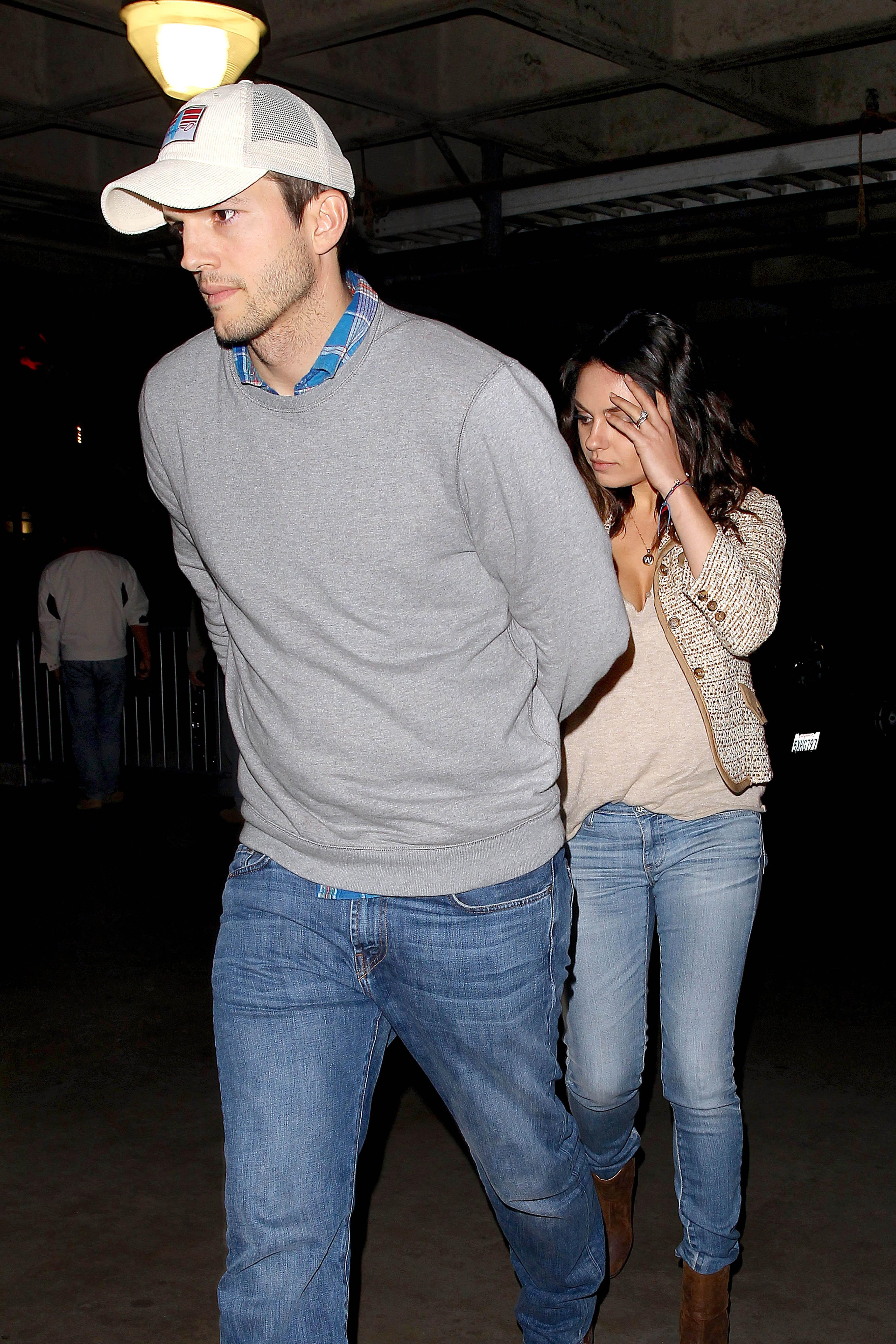 Ashton Kutcher and Mila Kunis leave Wyatt at home for a Lakers game