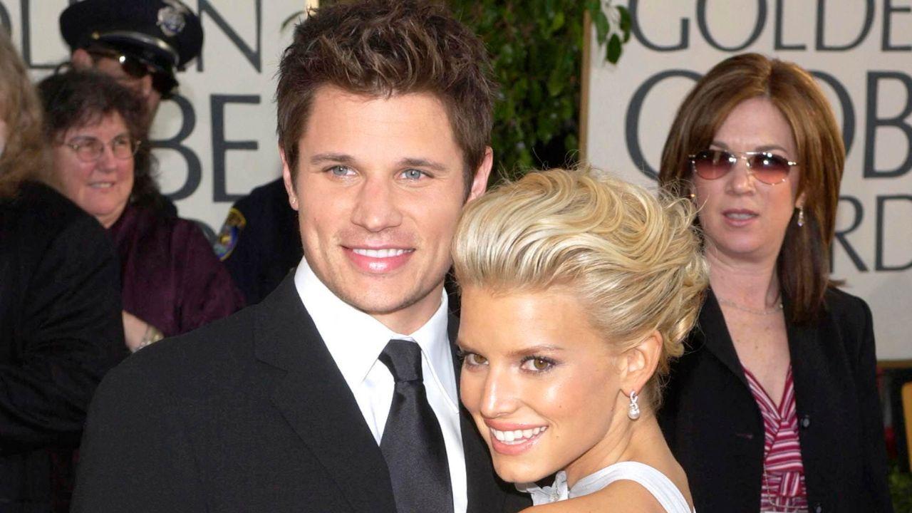 Photo of Nick Lachey and Jessica Simpson.