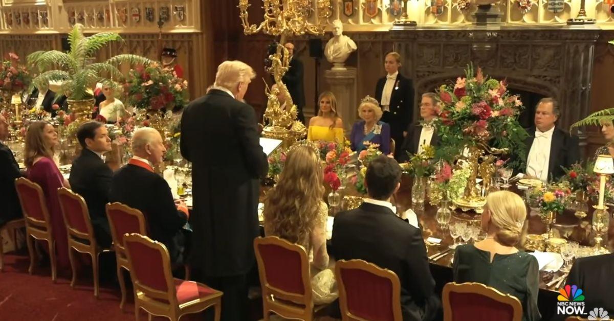 image of Donald Trump also made false claims at a Windsor Castle state dinner about being the first American president welcomed there.