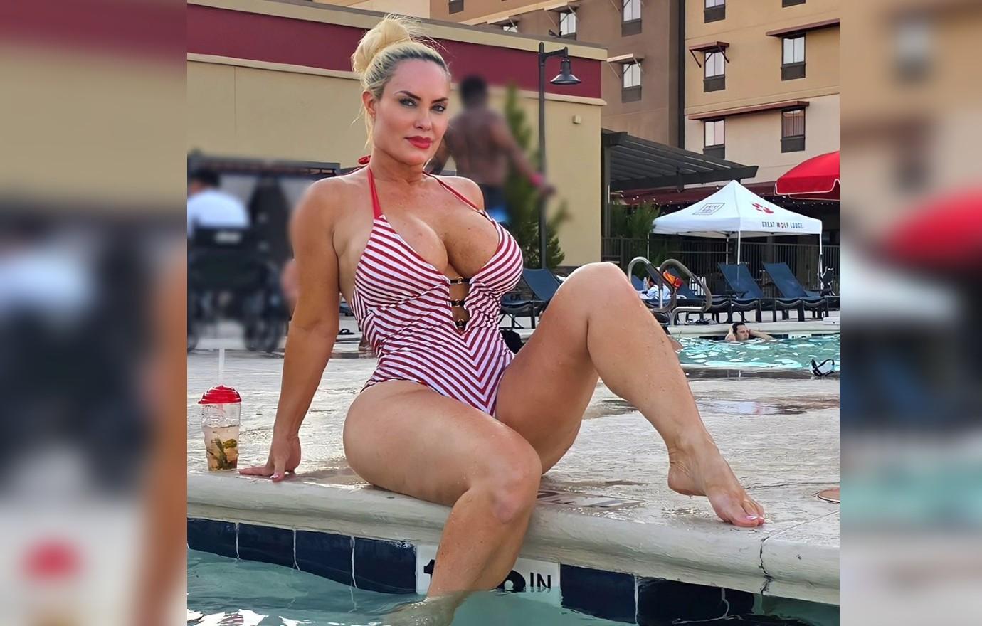 Coco Austin Stuns In Plunging Red Swimsuits On July 4th: Photos