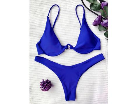 camila coelho royal blue swim bikini beach miami florida