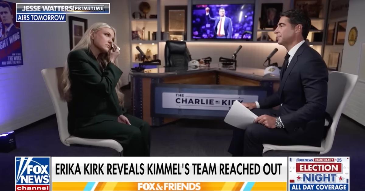 Photo of Charlie Kirk's widow, Erika Kirk, said she 'doesn't want' an apology from Jimmy Kimmel unless he's truly sorry.