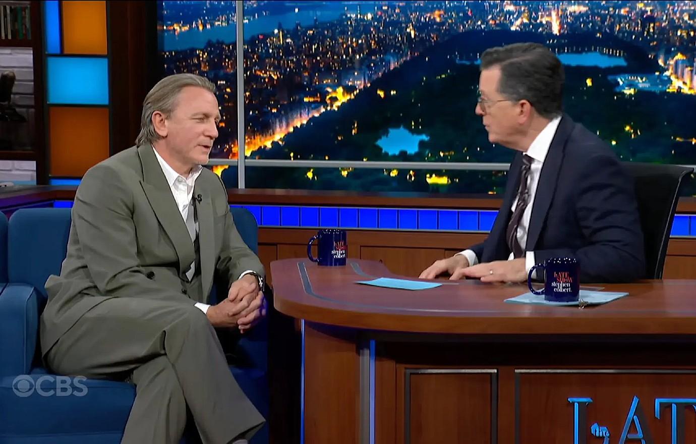 daniel craig calls out stephen colbert over name cbs