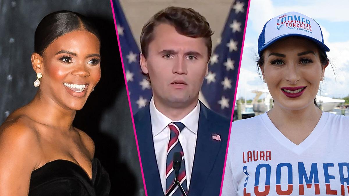 Composite photo of Candace Owens, Charlie Kirk and Laura Loomer.