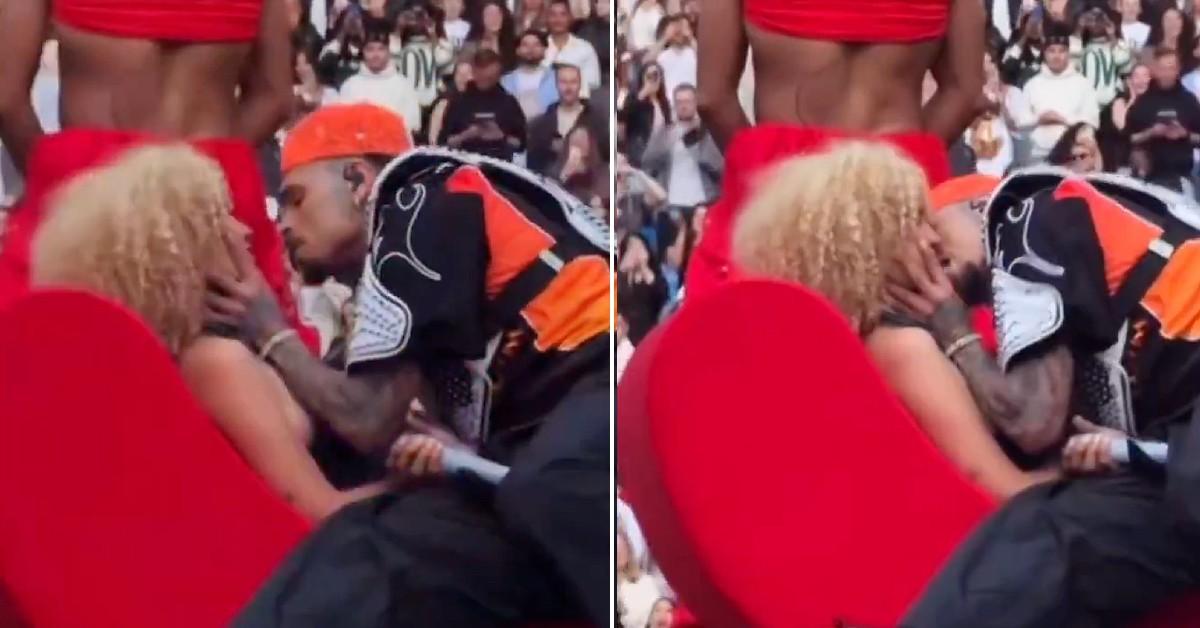 chris brown kisses on stage