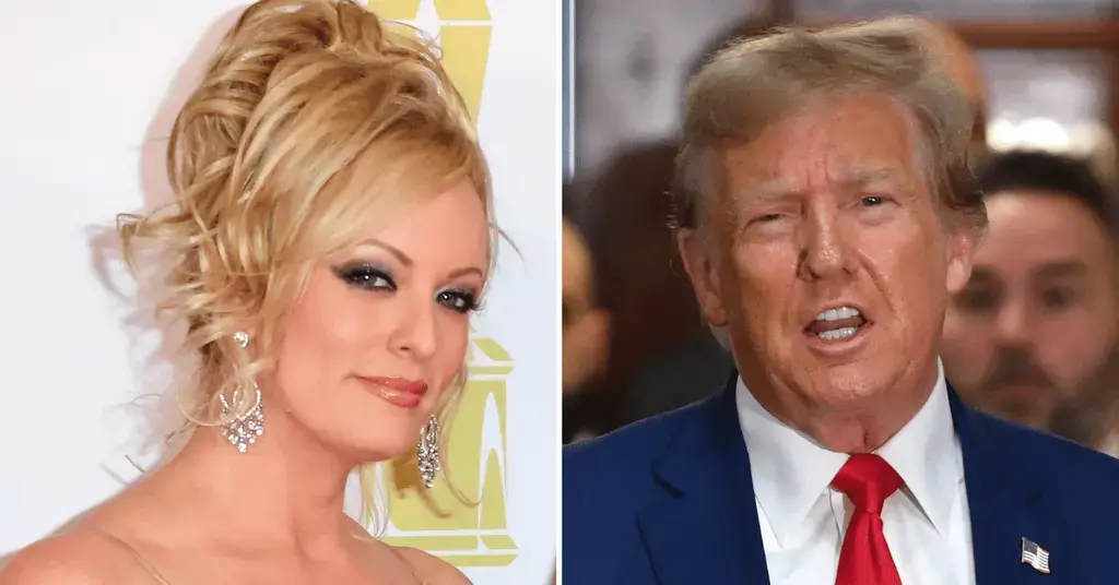 Composite photo of Stormy Daniels and Donald Trump