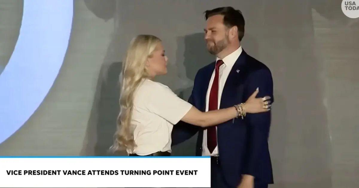 Image of Erika Kirk and J.D. Vance shared a tight embrace.