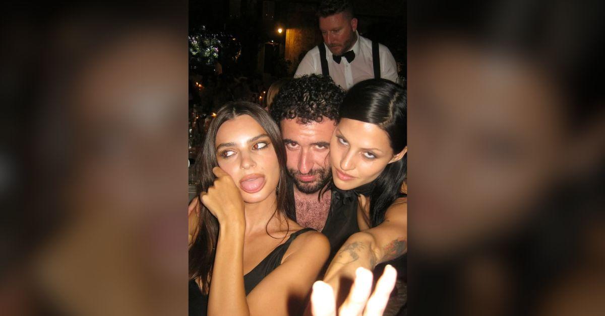 Image of Emily Ratajkowski stuck her tongue out in a sultry selfie.