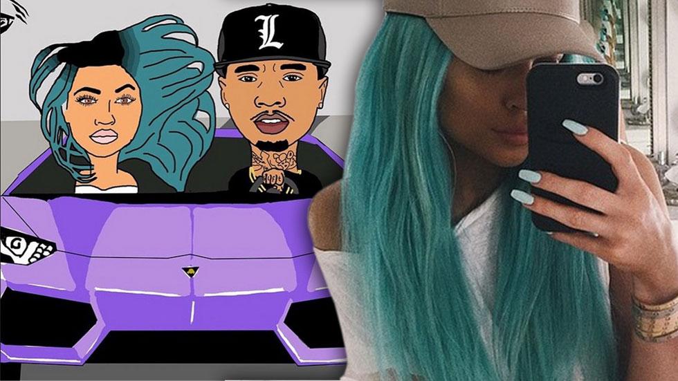 Kylie jenner dyes hair aquamarine blue