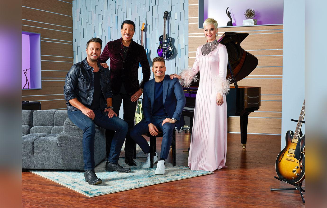 American Idol" host Ryan Seacrest with judges Lionel Richie, Katy Perry and Luke Bryan.