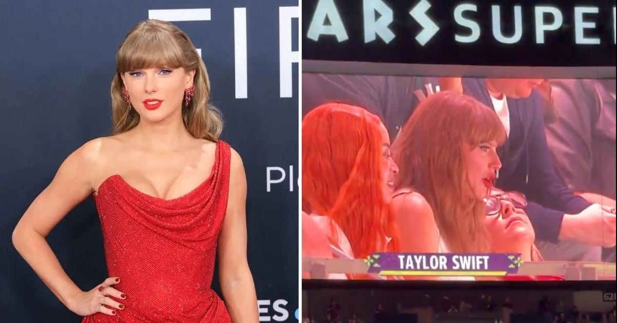 Photo of Taylor Swift and a picture of the singer at the 2025 Super Bowl.