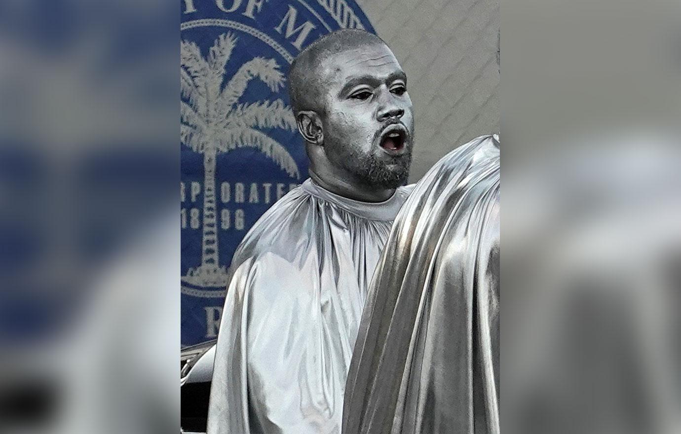 Kanye West Wears Silver Body Paint During Opera ‘Mary’ In Miami