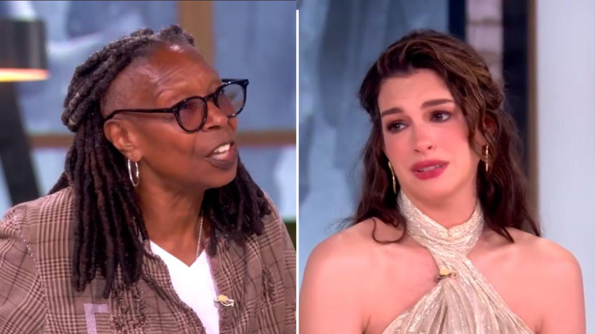Image of Anne Hathaway became emotional after Whoopi Goldberg reflected on the actress' years in Hollywood.