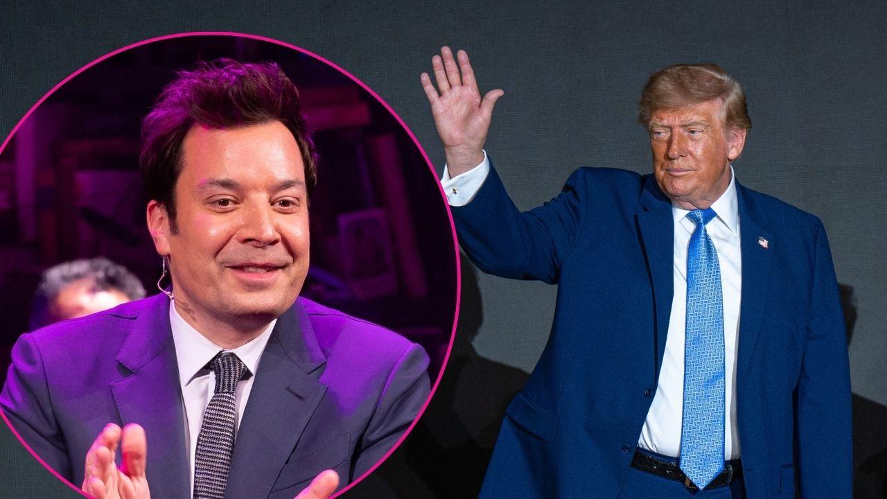 Composite photo of Jimmy Fallon and Donald Trump.