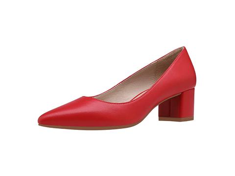 cardi b baby blue suit red shirt heels office building nyc shop