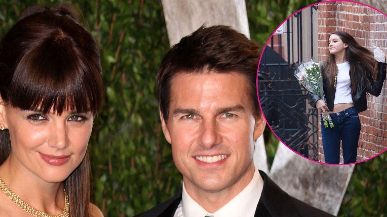 Split photo of Katie Holmes & Tom Cruise & Suri Noelle