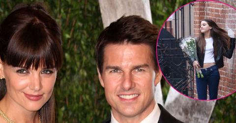 Split photo of Katie Holmes & Tom Cruise & Suri Noelle