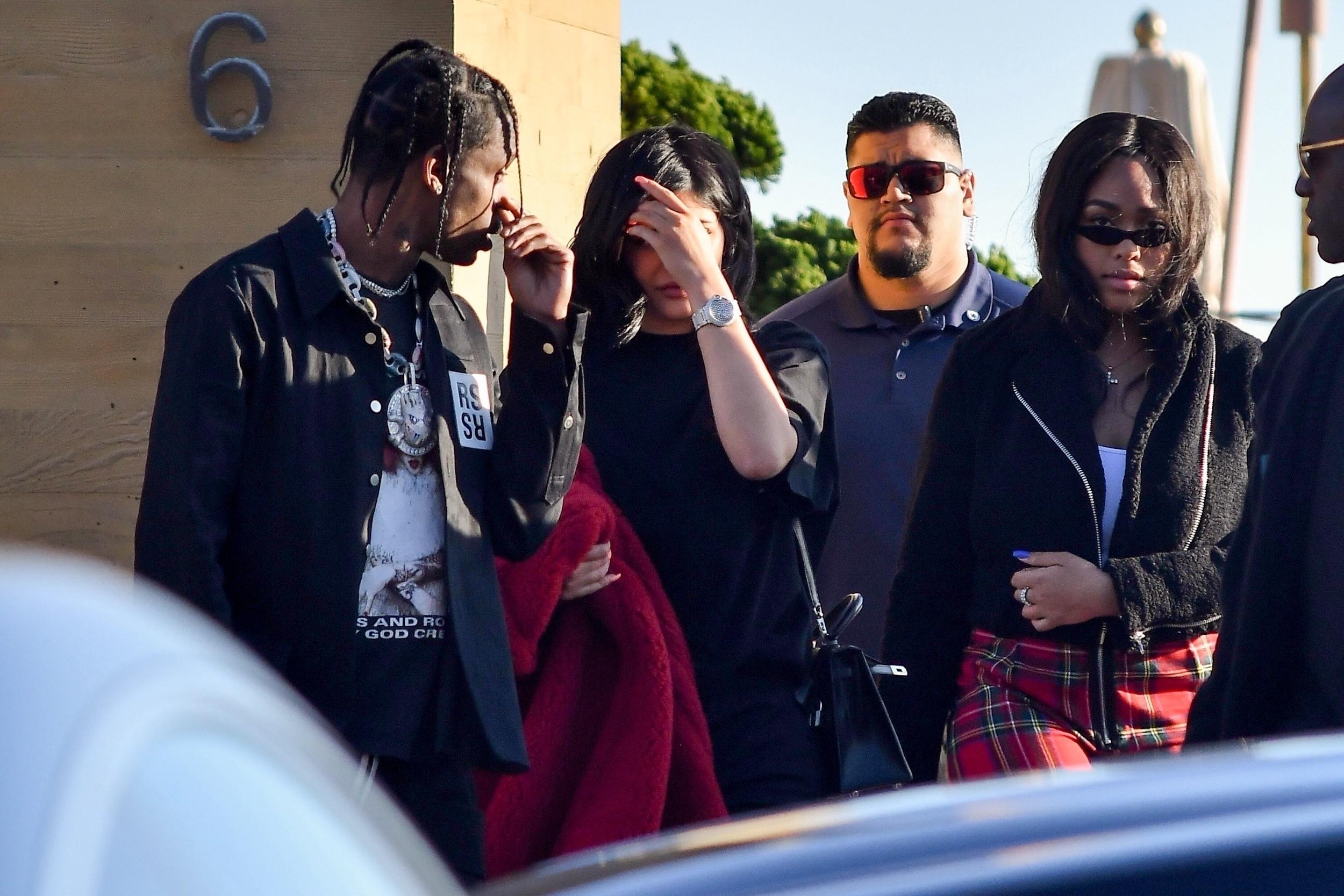 New parents Kylie Jenner and Travis Scott have lunch at Nobu with friends