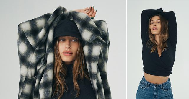 hailey bieber gets flexible for levis ok