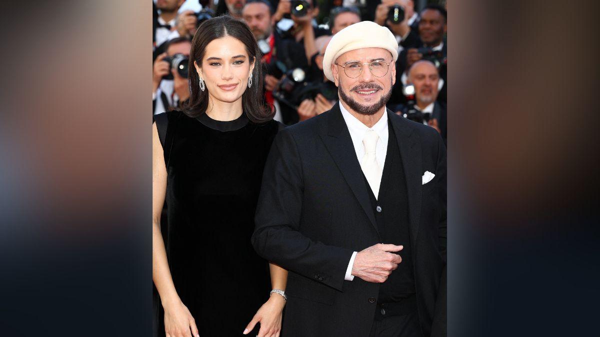 Image of John Travolta flaunted his new face at the Cannes Film Festival.