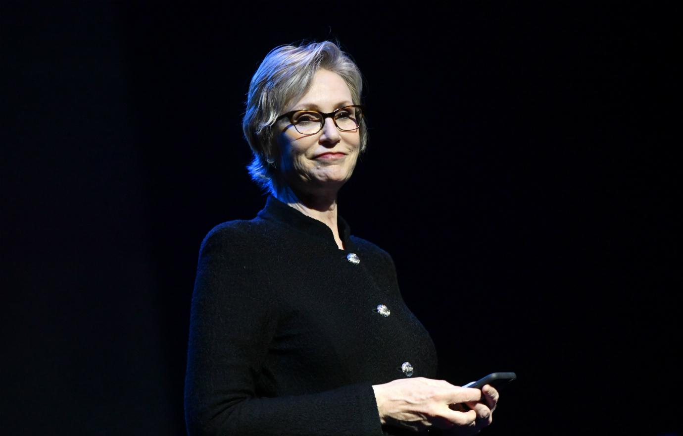 Jane Lynch performed onstage during the 7th Annual Adopt the Arts Benefit Gala at The Wiltern on March 07, 2019 in Los Angeles, California.