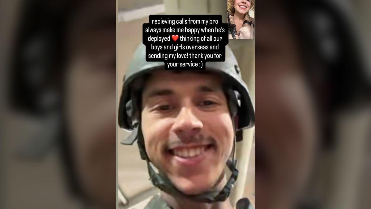 Photo of Sydney Sweeney shared a photo with her brother, Trent Sweeney, while on his deployment.