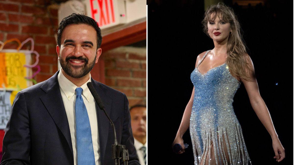 Image of Zohran Mamdani joked about Taylor Swift and Travis Kelce’s rumored wedding during a press conference.