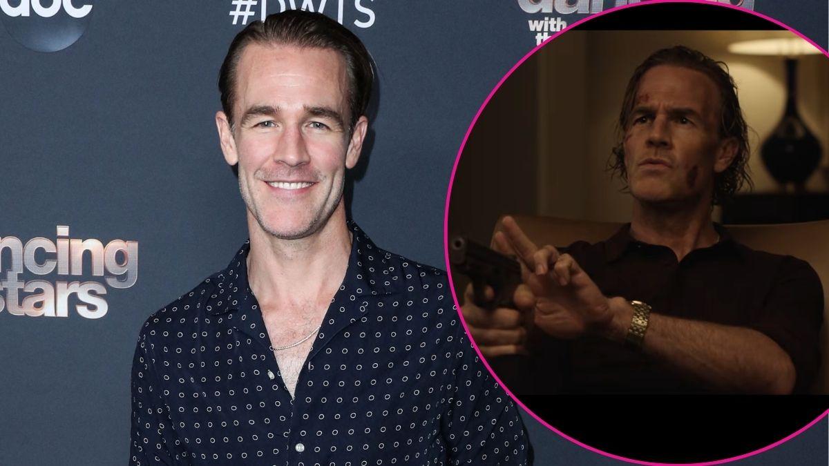 Split photo of James Van Der Beek
