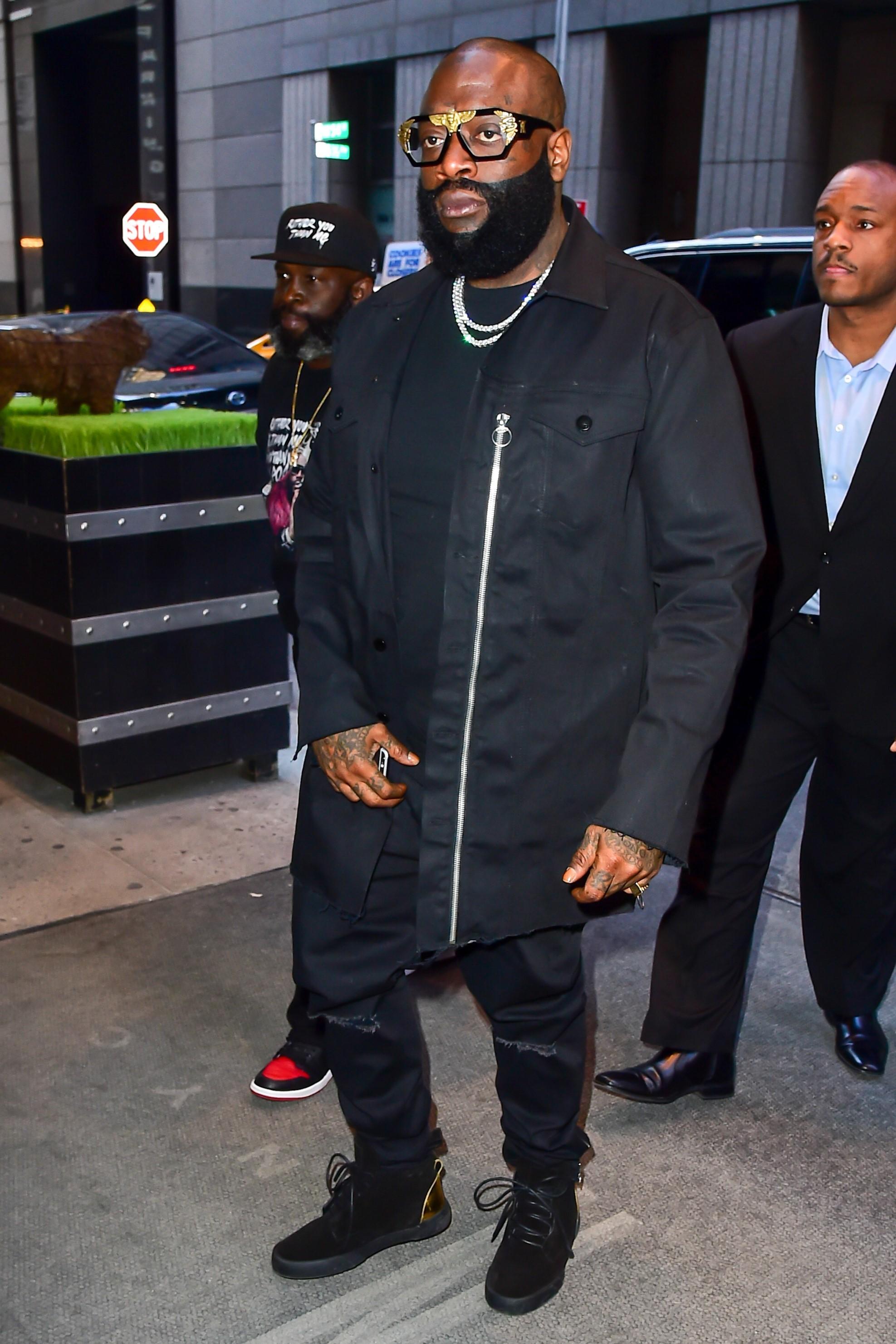 Rick Ross keeps it cool in NYC with his crew