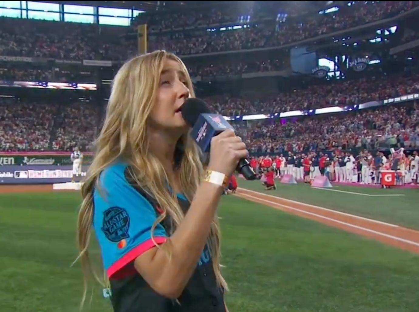 ingrid andress national anthem worst mlb home run derby  fergie