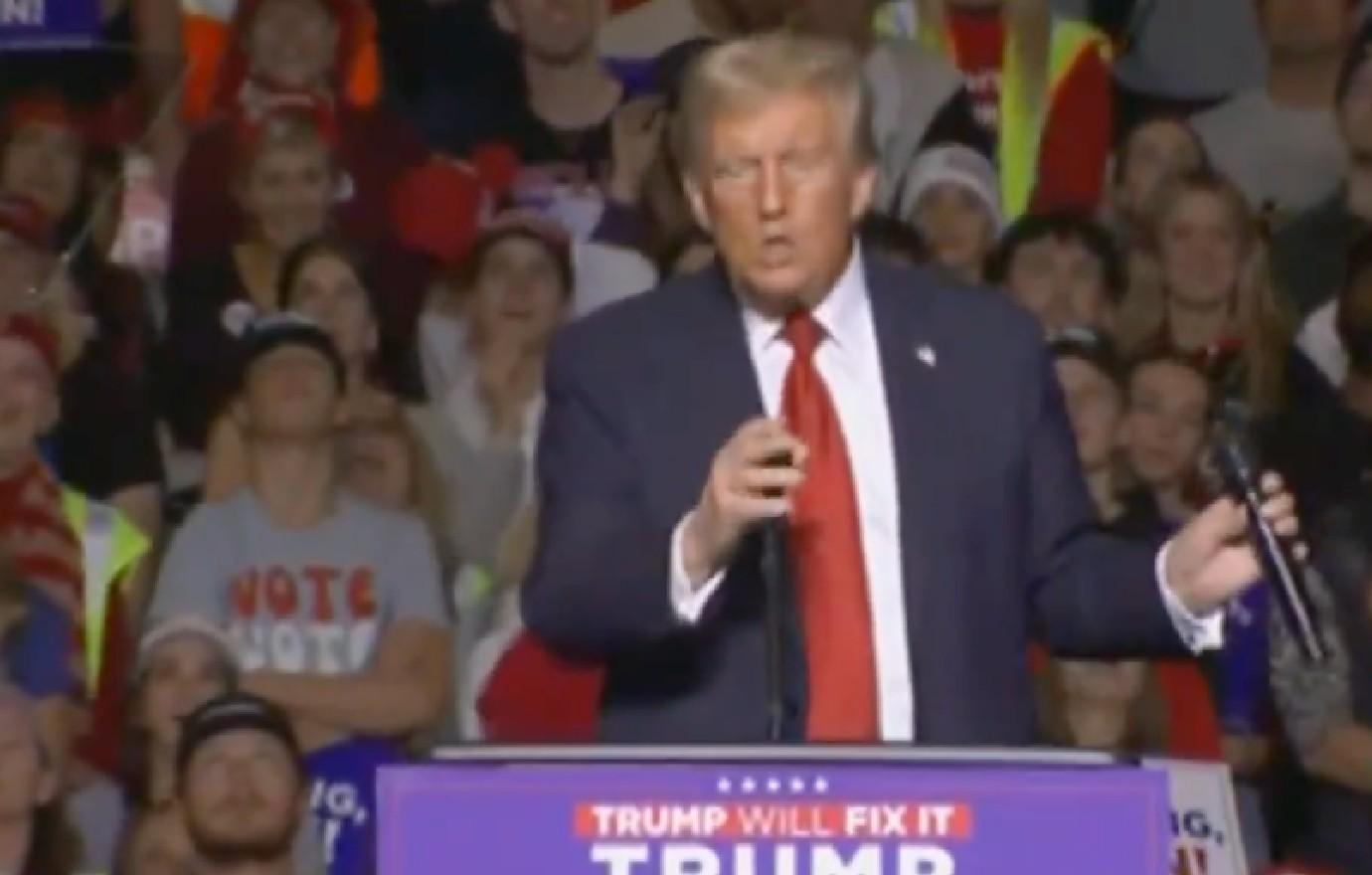 donald trump slammed vulgar imitation oral microphone wisconsin rally