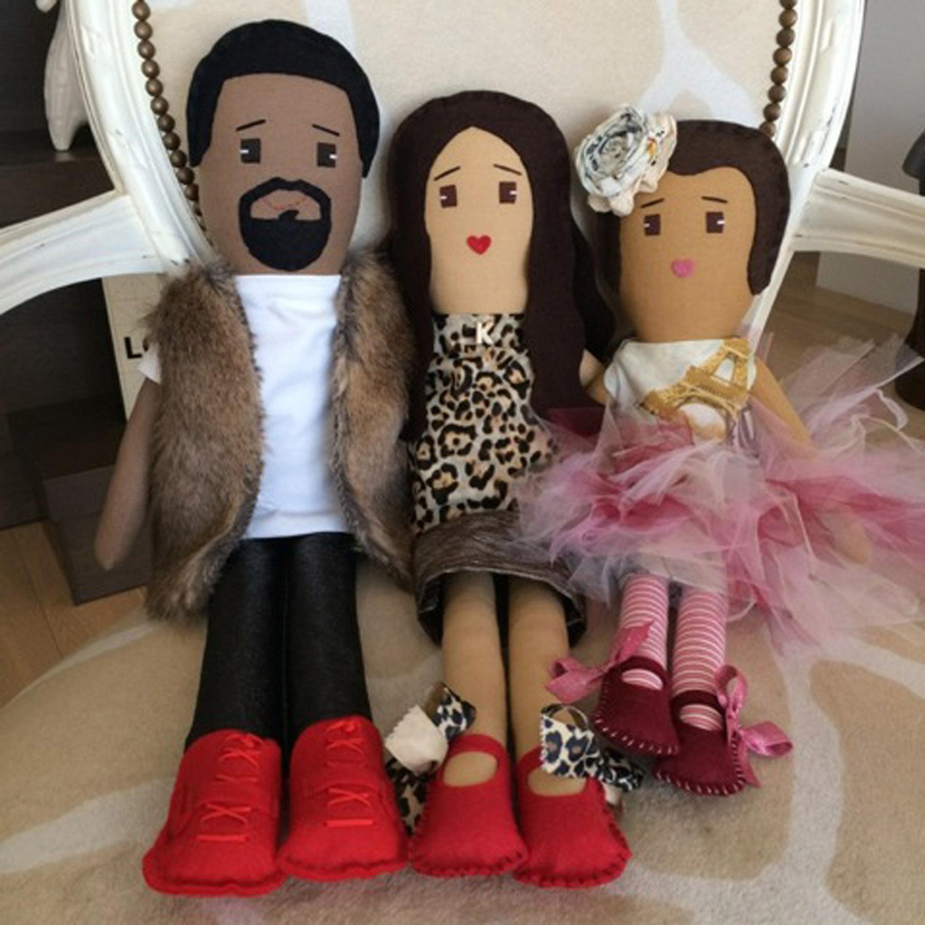 Kardashians have custom made dolls of Kim, Kanye and baby North made.