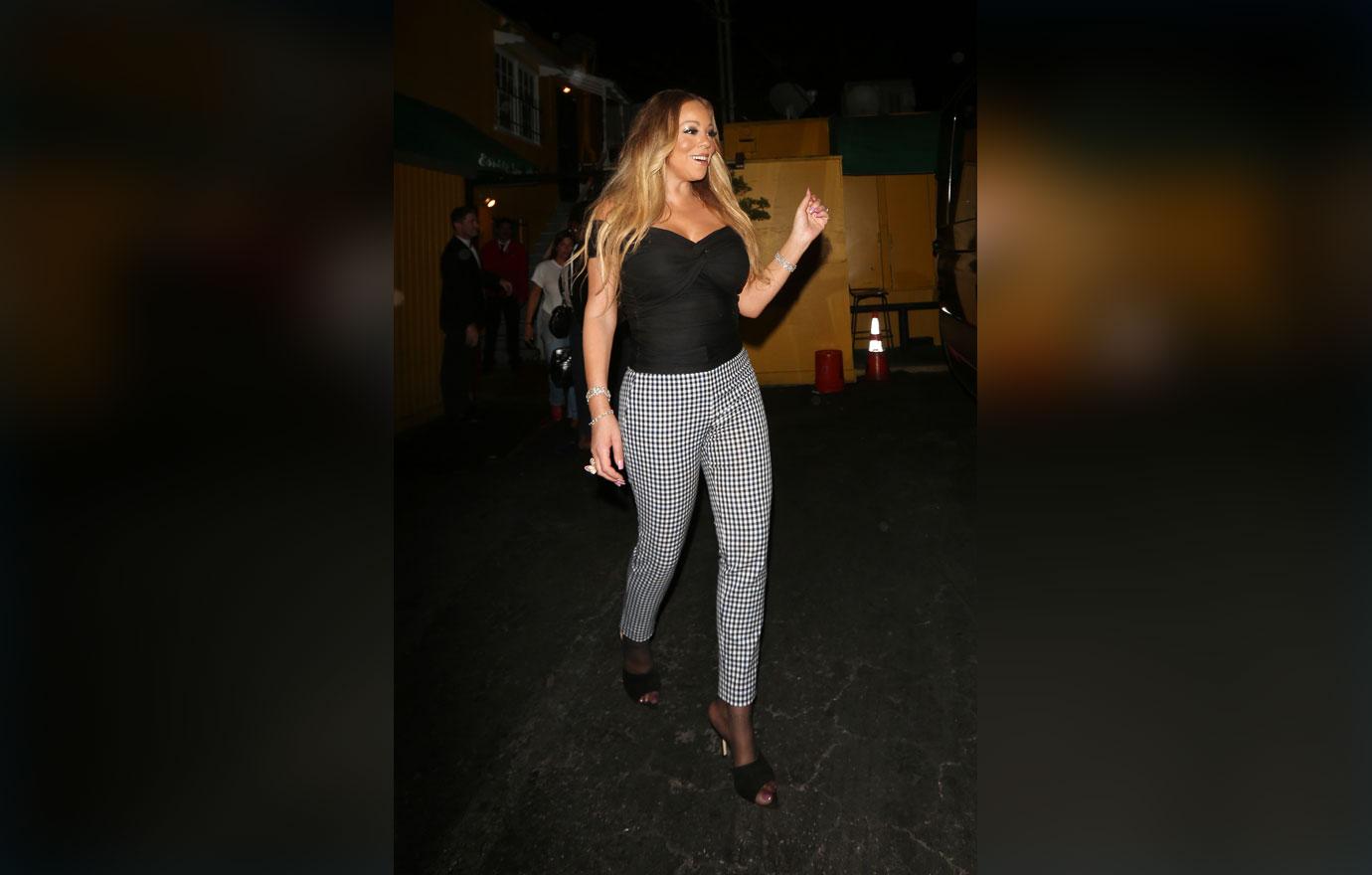 Mariah Carey turns heads in a sexy black leather look for a swank dinner at  Craig's in Los Angeles