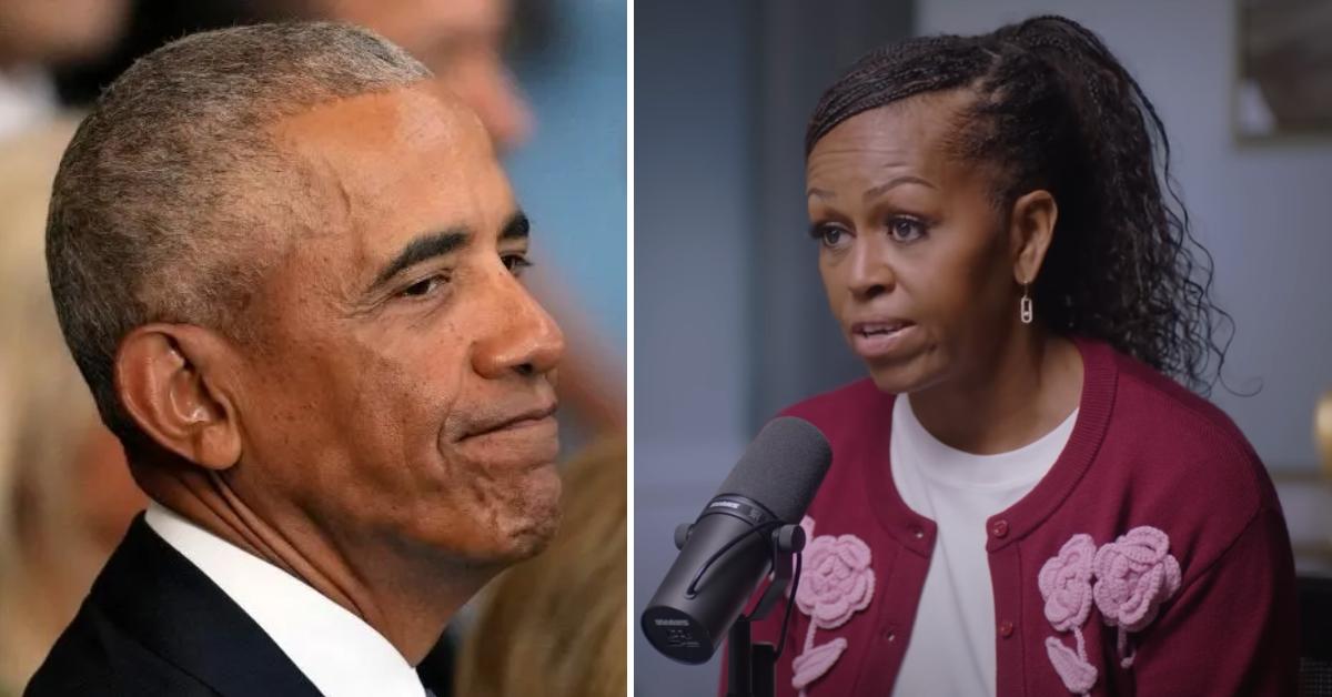 Split photo of Barack and Michelle Obama.