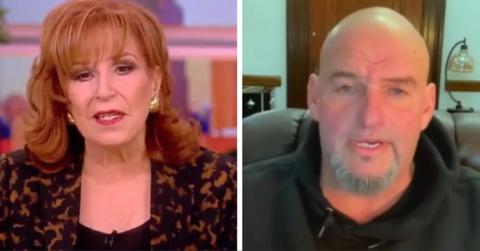 Split photo of Joy Behar and John Fetterman.