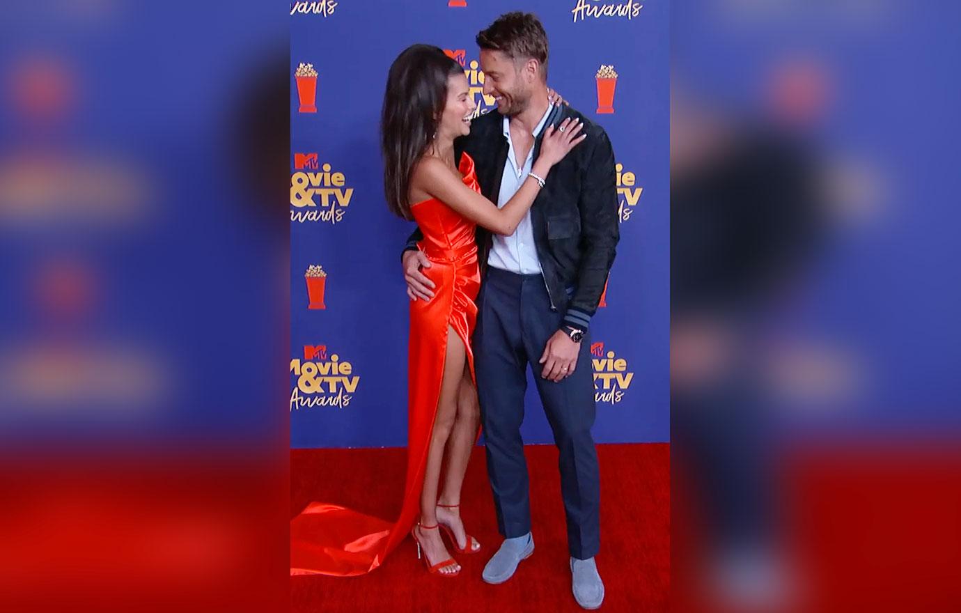 justin hartley sofia pernas spotted wearing matching rings mtv movie tv awards red carpet