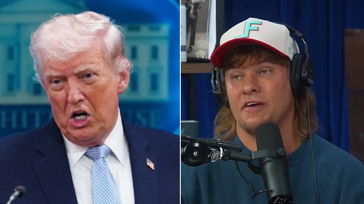 split of Donald Trump & Theo Von. 