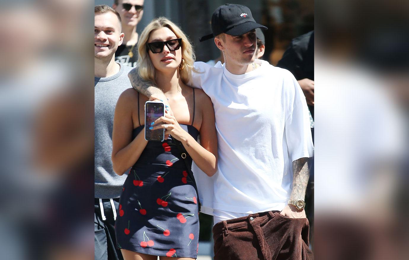 Justin Bieber and Hailey Rhode Baldwin strolling at The Grove in West Hollywood