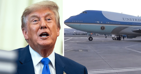 Composite photo of Donald Trump and Air Force One.