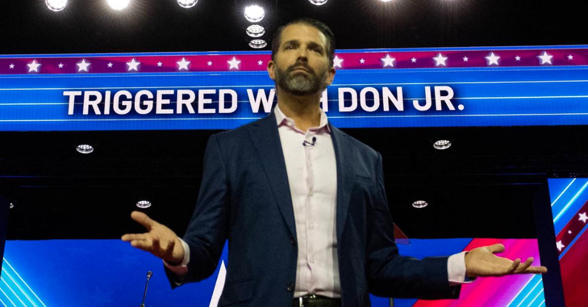 Image of Donald Trump Jr. was accused of being on drugs during his Newsmax interview.