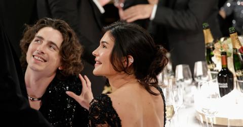 timothee chalamet kylie jenner kiss golden globes watch
