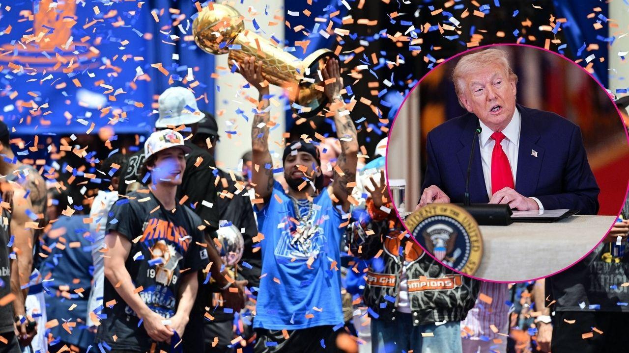Image of the Knicks and Donald Trump.