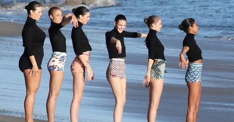 *PREMIUM EXCLUSIVE* Ashley Graham takes the rear as Kendall Jenner and Gigi Hadid lead model line up for swimsuit shoot