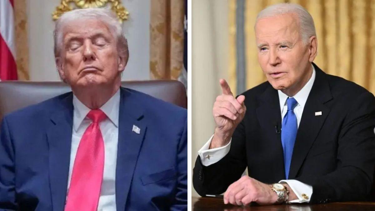 split photo of donald trump and joe biden