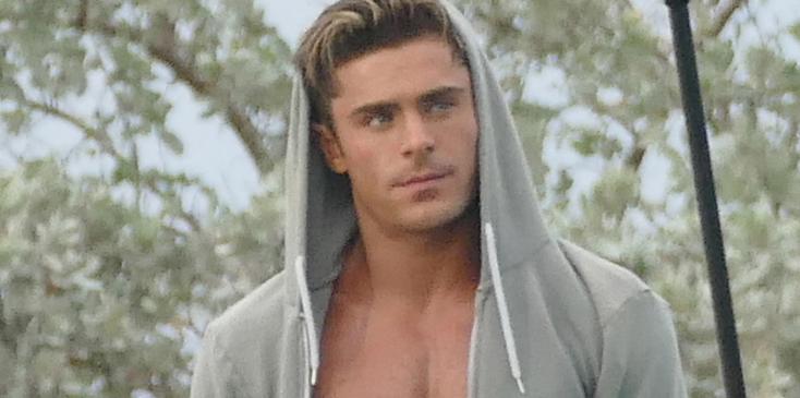 zac efron abs shirtless baywatch movie filming