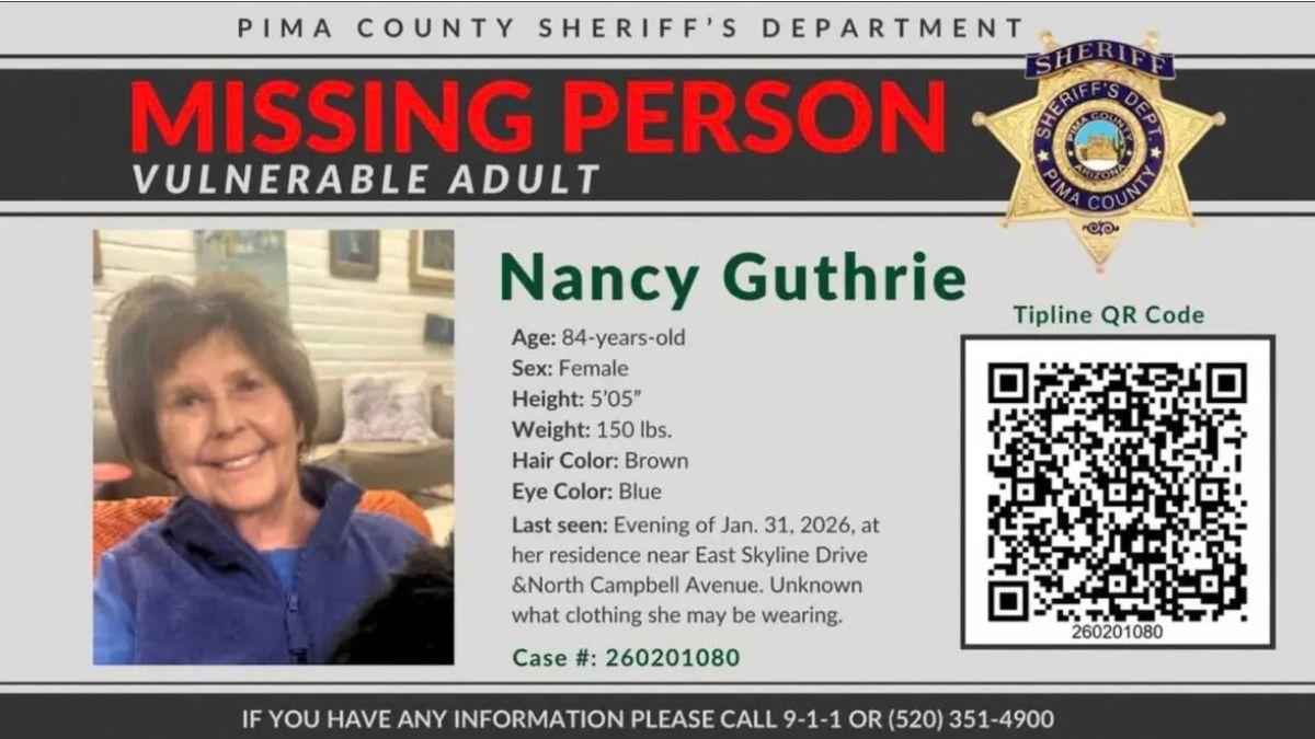 image of Nancy Guthrie has been missing for six weeks.