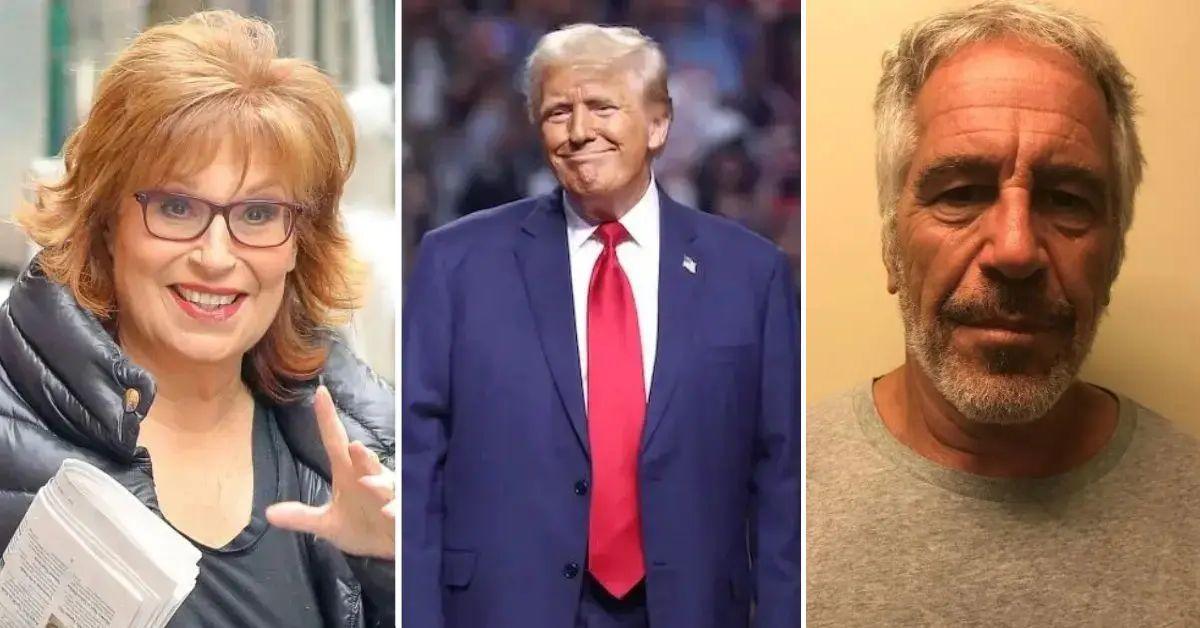 Composite photo of Joy Behar, Donald Trump and Jeffrey Epstein