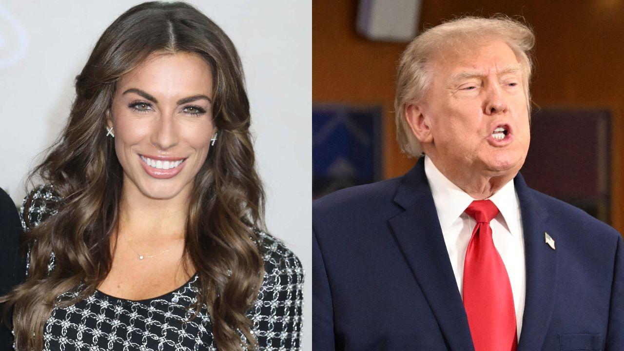 Split image of Alyssa Farah Griffin and Donald Trump.