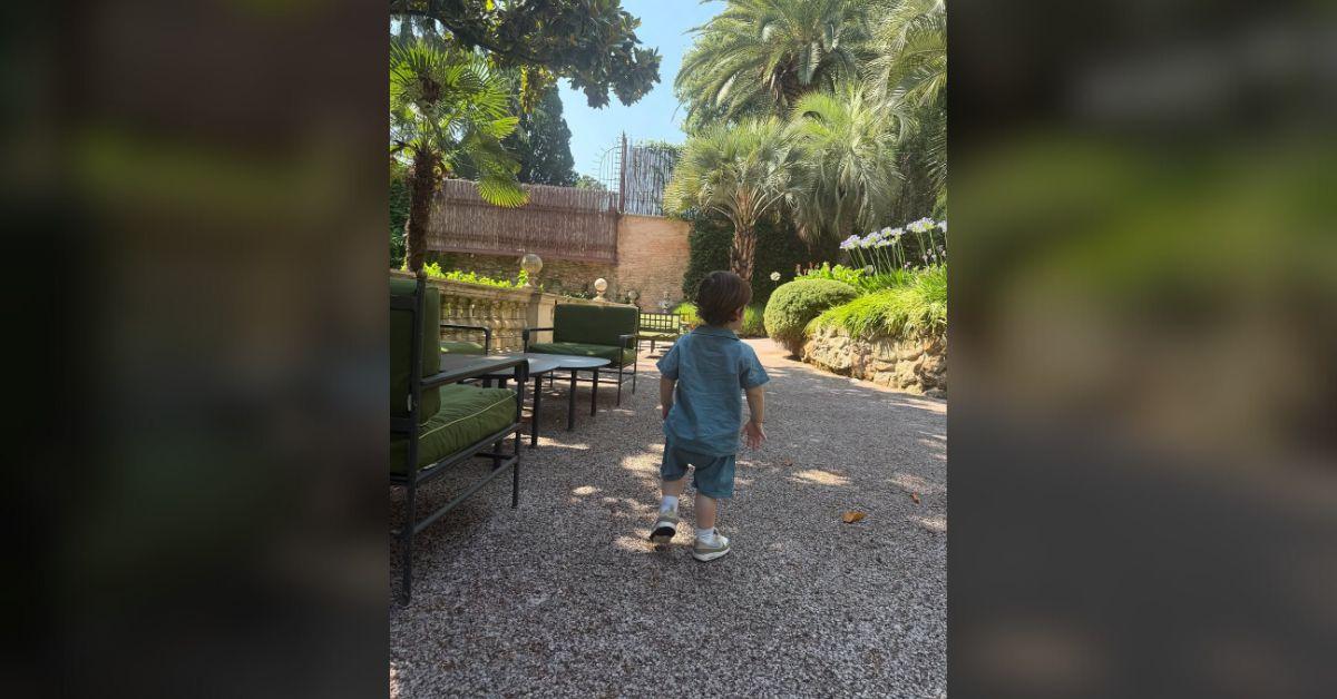 lindsay lohan son luai twin in all white during italy vacation